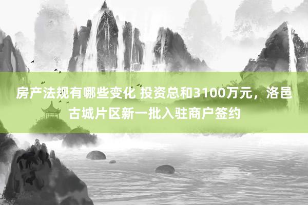 房产法规有哪些变化 投资总和3100万元，洛邑古城片区新一批入驻商户签约