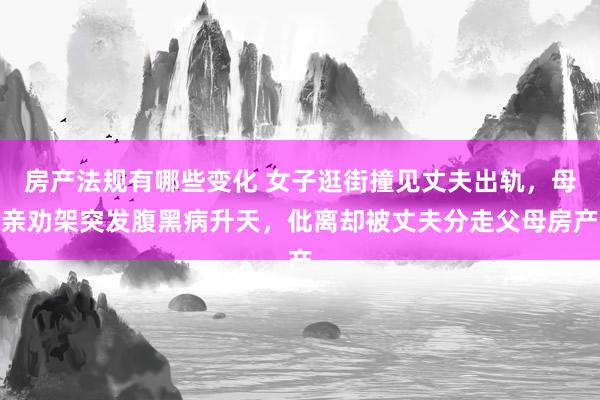 房产法规有哪些变化 女子逛街撞见丈夫出轨，母亲劝架突发腹黑病升天，仳离却被丈夫分走父母房产