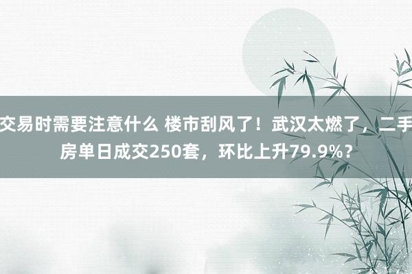 交易时需要注意什么 楼市刮风了！武汉太燃了，二手房单日成交250套，环比上升79.9%？