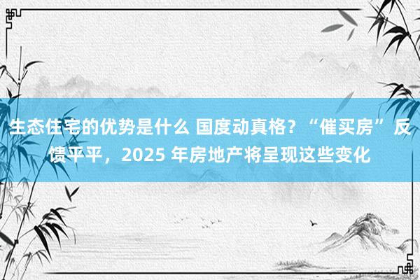 生态住宅的优势是什么 国度动真格？“催买房” 反馈平平，2025 年房地产将呈现这些变化