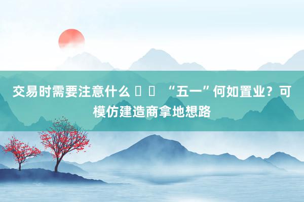 交易时需要注意什么 		 “五一”何如置业？可模仿建造商拿地想路