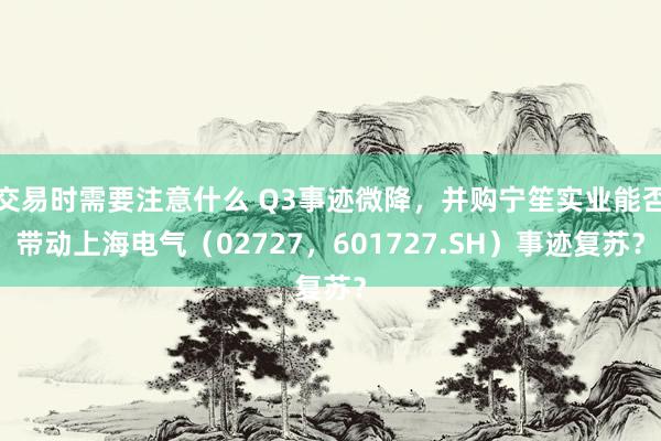 交易时需要注意什么 Q3事迹微降，并购宁笙实业能否带动上海电气（02727，601727.SH）事迹复苏？