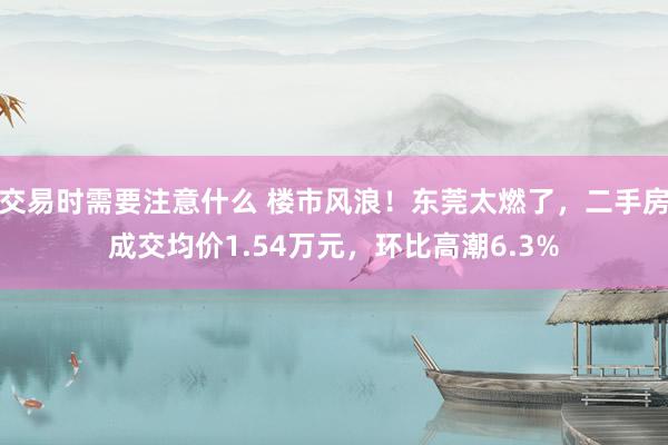 交易时需要注意什么 楼市风浪！东莞太燃了，二手房成交均价1.54万元，环比高潮6.3%