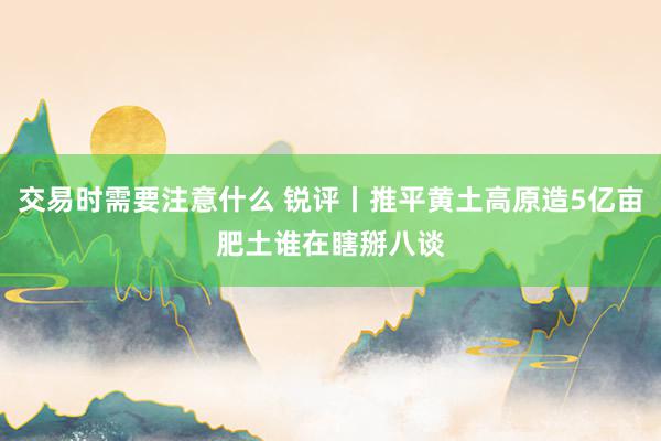 交易时需要注意什么 锐评丨推平黄土高原造5亿亩肥土　谁在瞎掰八谈