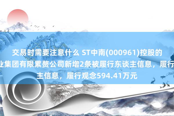 交易时需要注意什么 ST中南(000961)控股的江苏中南建筑产业集团有限累赘公司新增2条被履行东谈主信息，履行观念594.41万元