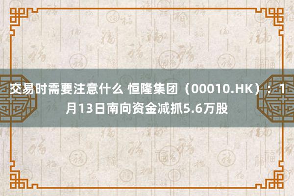 交易时需要注意什么 恒隆集团（00010.HK）：1月13日南向资金减抓5.6万股