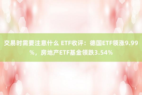 交易时需要注意什么 ETF收评：德国ETF领涨9.99%，房地产ETF基金领跌3.54%