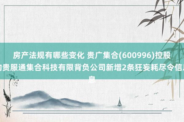 房产法规有哪些变化 贵广集合(600996)控股的贵服通集合科技有限背负公司新增2条狂妄耗尽令信息