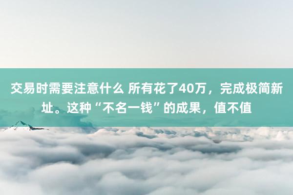 交易时需要注意什么 所有花了40万，完成极简新址。这种“不名一钱”的成果，值不值