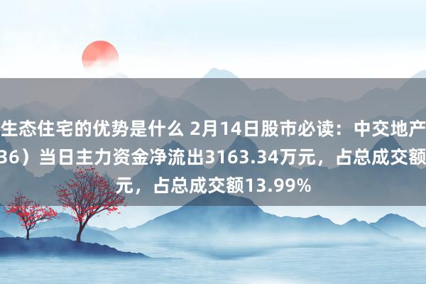 生态住宅的优势是什么 2月14日股市必读：中交地产（000736）当日主力资金净流出3163.34万元，占总成交额13.99%