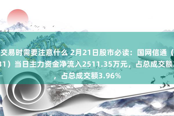 交易时需要注意什么 2月21日股市必读：国网信通（600131）当日主力资金净流入2511.35万元，占总成交额3.96%