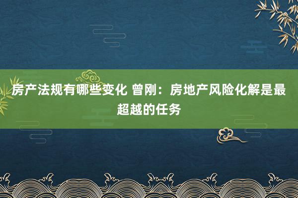 房产法规有哪些变化 曾刚：房地产风险化解是最超越的任务